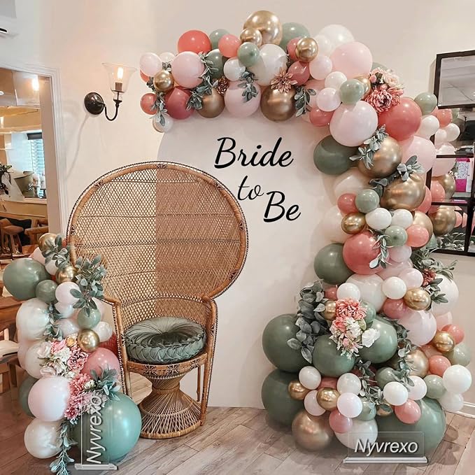 Bridal Shower Bride Balloons Arch Garland Kit | 139pcs Sage Green Retro Dusty by Nyvrexo