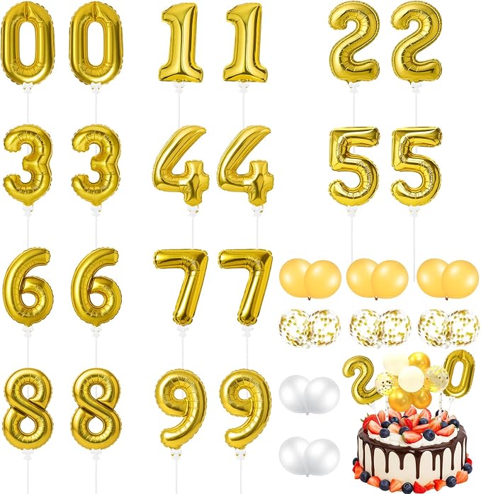 Gejoy 36 Pack 5 Inch Mini Number Balloon Foil Cake Topper Number Avoid Violent by Gejoy