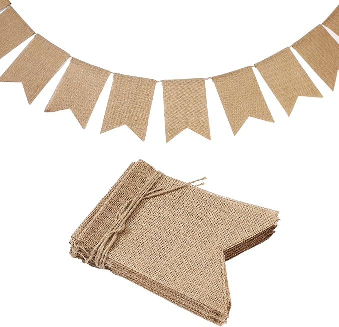 LaRibbons Burlap Banner, 5x7.5 inches 11.5ft DIY Party Decor by LaRibbons