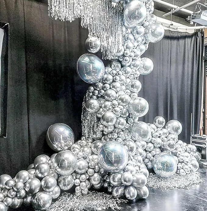 Metallic Silver Balloons 18 Inch 24 Pack Matte Helium Latex Round Balloons - Image 4