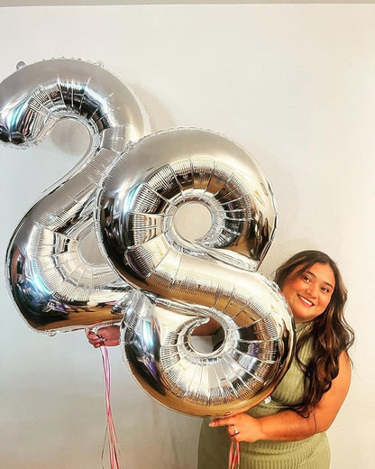22 Balloon - Silver Birthday Number Balloons, 40 Inch Decorations Men Women | - Image 4