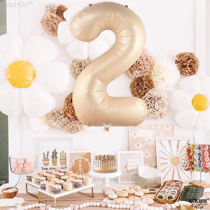 KatchOn Caramel Number 2 Balloon 40 Inch 2nd Birthday Decorations - Image 3