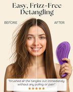 Lily England Detangling Comb & Hair Brush Set - Wide Tooth Comb for Curly, Straight, Thick, Fine & Wet Hair - Gentle & Pain-Free Detangler for Women & Kids - Lightweight Haircare Tools, Purple-Glitter