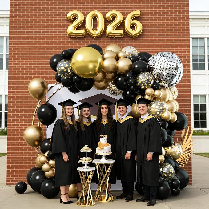 Black and Gold Balloons Garland Arch Kit, 18 12 10 5 Inch Black Metallic Gold - Image 5