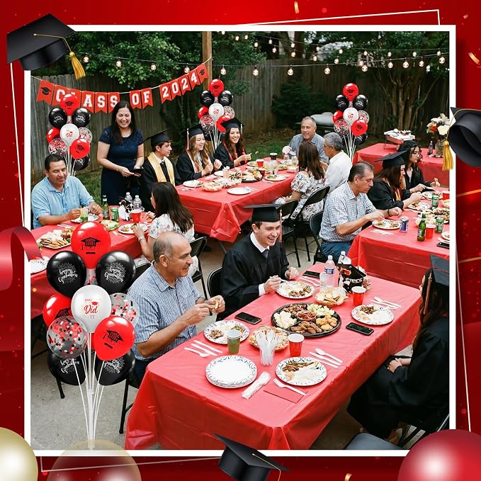 Kasyat 4 Set Red and Black Graduation Balloons Stand High 53 Inch Class of 2026 - Image 7