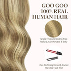 GOO GOO Tape in Hair Extensions Human Hair, 16/22 Light Blonde Highlighted Golden Blonde, 20inch 50g 20pcs, Thick Ends Straight Seamless, Invisible