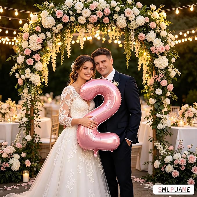 Pastel Pink 2 Balloons, 40 Inch Large Light Pink Foil Number Balloons 0-10 - Image 4