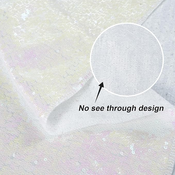 Juya Delight White Iridescent Sequin Backdrop, 6ftx6ft Glitter Photo Backdrop - Image 4