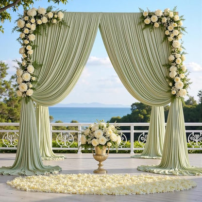 10ft x 10ft Wrinkle Free Sage Green Backdrop Curtains - Image 5
