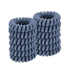 Spiral Hair Ties (Cloth Blue, 12 Pcs) - Coil Ponytail Holders for Thick Hair, No Crease Phone Cord Ties for All Hair Types