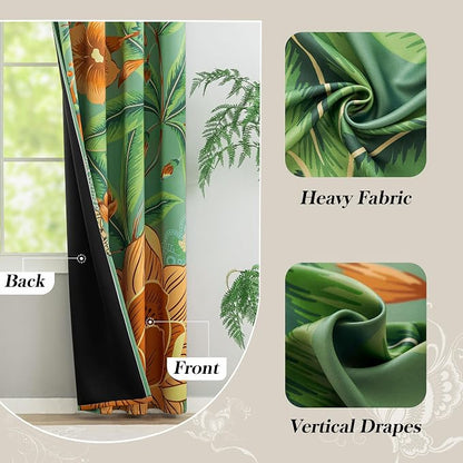 Tyrot Sage Green Boho Floral 100% Blackout Curtains - Image 6