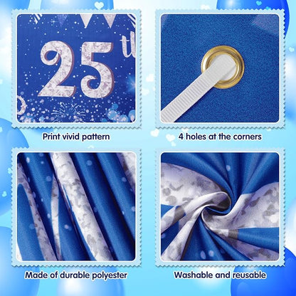 Blue Silver 25th Anniversary Decorations - Image 2