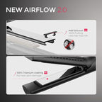 TYMO Airflow 2.0 Curling Iron Flat Iron - Hair Straightener and Curler 2 in 1, 1.25 Inch Curling Wand for Long Short Hair, Dual Voltage for Travel, 54 Million Ionic, Anti-Tangle, 5 Temps, Black