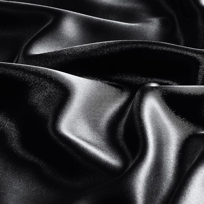 BEDELITE Satin Pillowcase with Zipper, Black King Size Pillow Cases Set of 2, Super Soft and Cooling Similar to Silk Pillow Cases, Gift for Women Men(20x36 Inches)