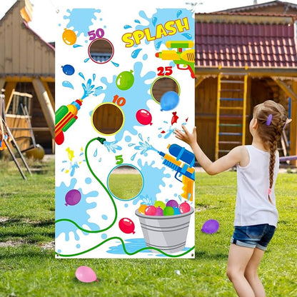 Toss Game Banner for Water Balloons, 4 Score Holes Shooter Target for Water Gun - Image 4