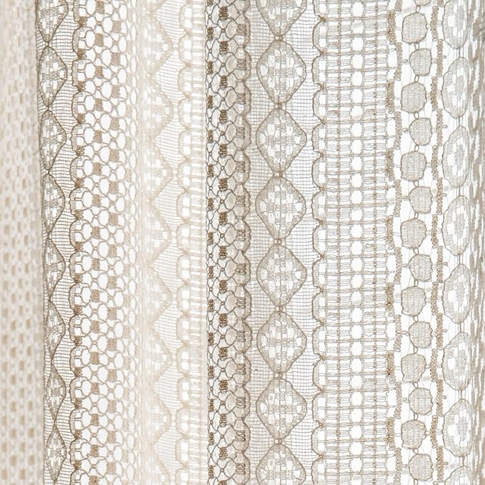 Sutuo Home Beige Boho Lace Sheer Curtains 84 inches Long, Crochet Macrame - Image 4