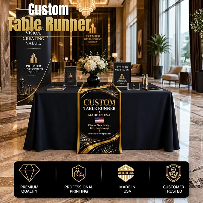 Custom Table Runners with logo by BCB Trade Show Display Printed in USA | 72 - Image 2