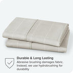 Bare Home Microfiber Pillow Cases - Standard/Queen Size Set of 2 - Cooling Pillowcases - Double Brushed - Pillowcases 2 Pack - Easy Care (Standard, Grid – Stone/White)