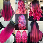 Pink Hair Extensions Clip in, 22 Inch 10 Pcs Long Straight Colored, for Kids Girls Women Highlight Party, Synthetic