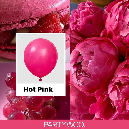 PartyWoo Hot Pink Balloons 123pcs Magenta Fuchsia Color 18 12 10 5 Inch | 18 12 - Image 2