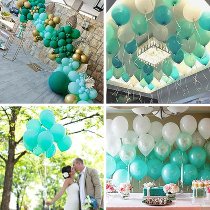 PartyWoo Pearl Teal Balloons 50pcs Pearl Aqua Blue Turquoise Dark Teal | 12 - Image 5