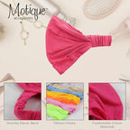 Motique Accessories Hot Pink Wide Cotton Head Band Solid Boho Yoga Style Soft Hairband for Women