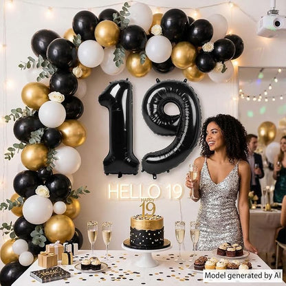 Black Number 19 Balloon 40 Inch, Foil Numeral - Image 3