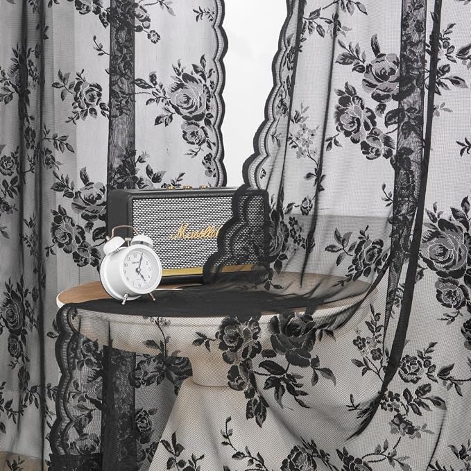 SEEKRIGHT Black Lace Curtains - Image 4