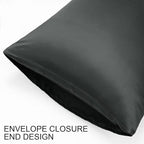 uxcell 2 Pack Silk Satin Pillowcase for Hair and Skin, Cool, Silky, Soft Breathable Pillow Cases Standard Size 20x26 Inch Sateen Pillowcase Black with Envelope Closure