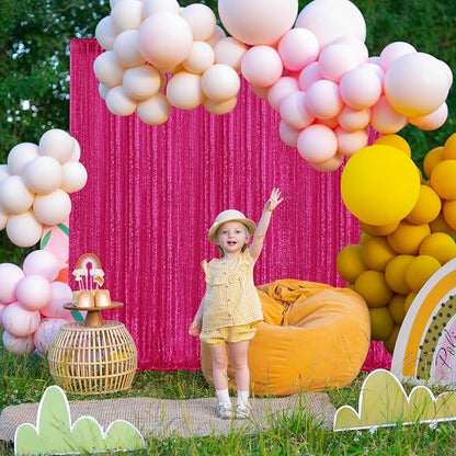 4×8FT Fuchsia Sequin Backdrop Curtain, Photography Backdrop Glitter Curtains - Image 3
