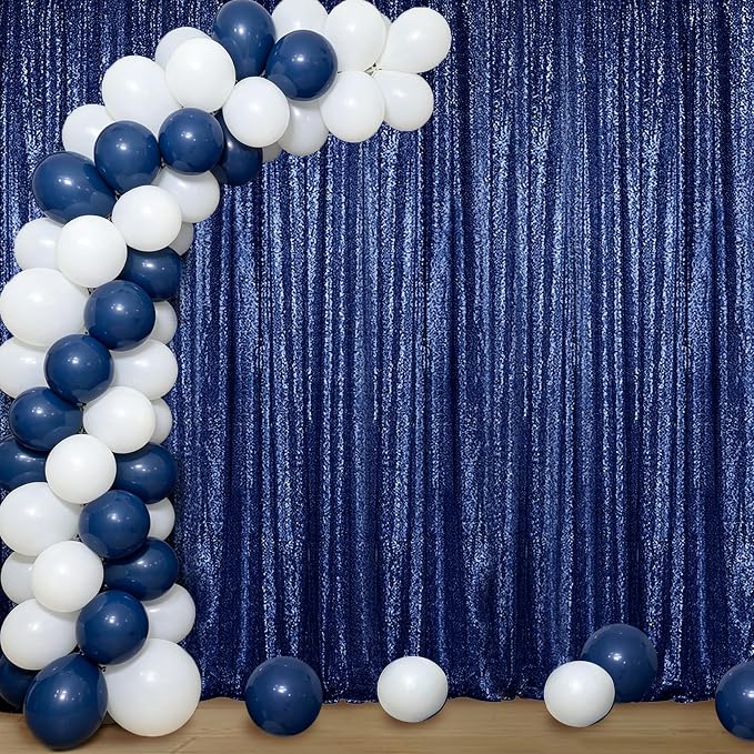 Sugargirl Navy Sequin Backdrop Curtain 4FTx8FT Glitter Navy Background Drapes by Sugargirl