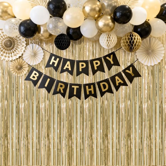 jijAcraft Champagne Gold Tinsel Foil Fringe Curtain, 3 Pack 3.2x6.5 Feet Light - Image 7