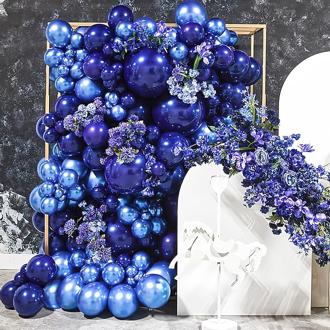 PartyWoo Metallic Blue Balloons 50pcs Chrome Blue Color 5 Inch | Balloons - Image 3