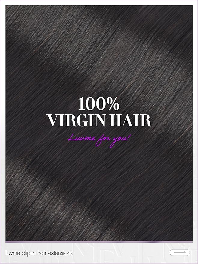 LUVME Yaki Straight Seamless 70g 4Pcs Clip in Hair Extensions Full Max with 26inch Remy Human Hair Clip ins Extensions, Natural Black 100% Real Soft Hair