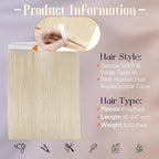 Full Shine Human Hair Tape in Extensions Color Blonde Tape in Weft Hair Extensions 24Inch Seamless Double Weft Hair Extensions for Women Easy Application Travel Friendly Styling One Piece 50G