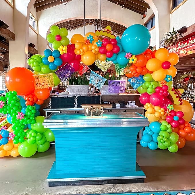 Rainbow Balloons, 12 Inch Multicolor Balloons in Fruit Green Slate Blue Matt - Image 7