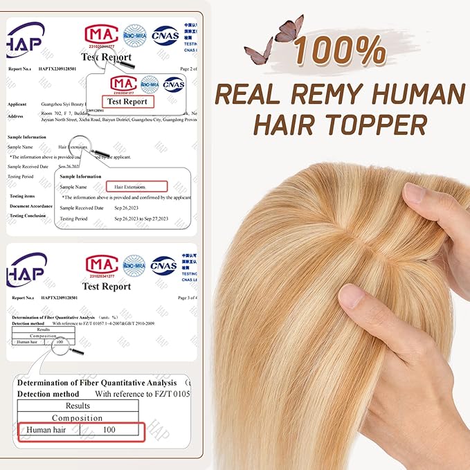 Rich Choices Real Human Hair Toppers for Women With Bang 100% Remy Human Hair Topper for Thinning Hair Clip in Silk Base Hair Topper 14 Inch #12P613 Golden Brown Mix Bleach Blonde