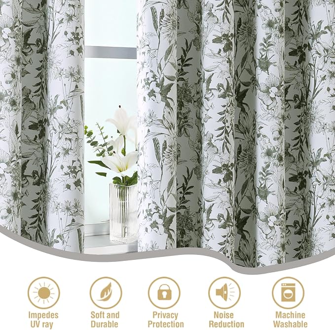 H.VERSAILTEX Blackout Curtains 96 Inch Length 2 Panels Set Floral Print Curtain - Image 6