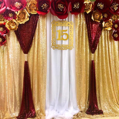 JYFLZQ Burgundy Sequin Backdrop Curtains 6ft x 8ft 1 Panel Glitter Photo Booth - Image 3