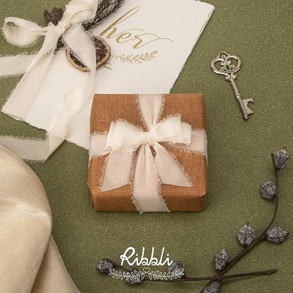 Ribbli Nude Ribbon 1 Inch x 3 Rolls Total 24 Yards Cream/Nude/Beige Handmade - Image 2