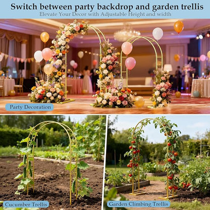 7.2FT 6FT Wedding Arch Backdrop Stand Set of 2, Balloon Arch kit | Metal Gold - Image 5