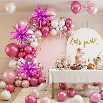 22/27 Inch Hot Pink Star Balloons, Hot Pink Star Shaped Foil Balloons, Cone - Image 4