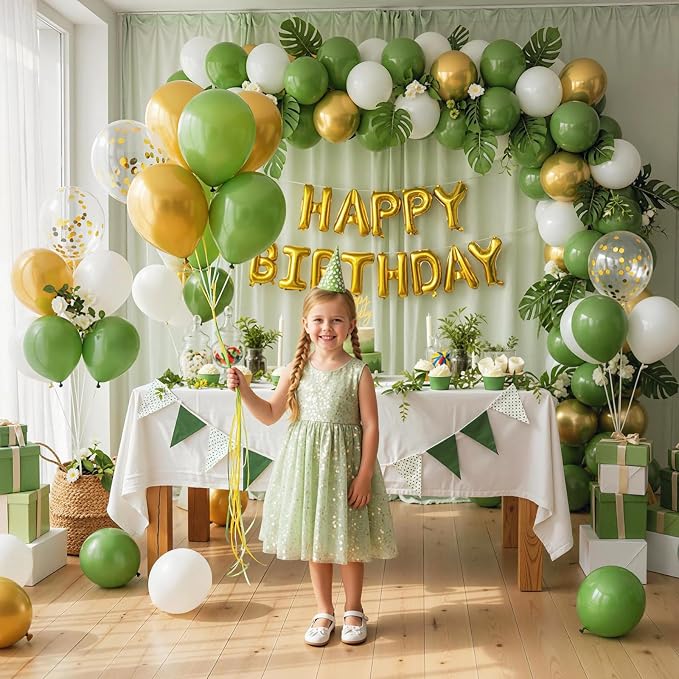 LovesTown 60PCS Sage Green Balloon Garland Kit, Balloon Arch Kit Metallic Latex - Image 2