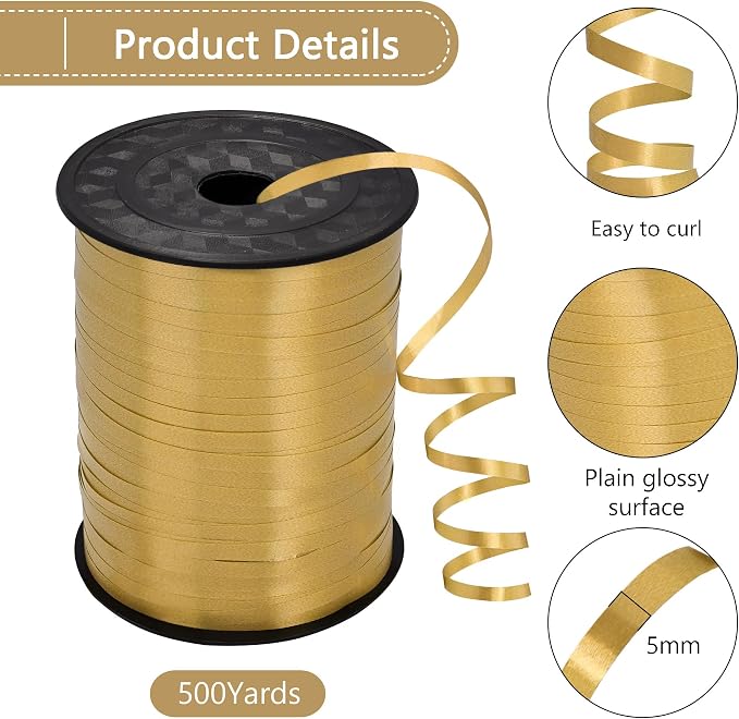 500 Yards Gold Curling Ribbon Balloon Ribbon Balloon Stringfor Wedding Gift - Image 2