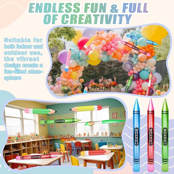 16 Pcs Large Inflatable Pencil Balloons Set Jumbo Inflatable Crayons Giant - Image 7
