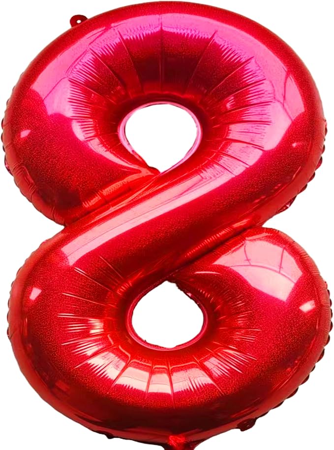 Jonhamwelbor 40 Inch Laser Red Number 8 Balloon Foil Mylar Giant Balloon by Jonhamwelbor
