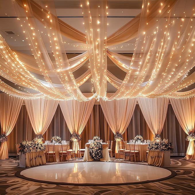 6 Panels Champagne Ceiling Drapes - Image 7
