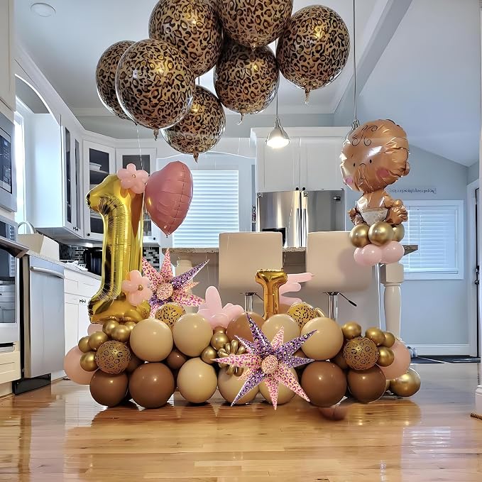 4psc Pink Yellow Leopard Print Balloons Cheetah Print Balloons Explosion Star - Image 4
