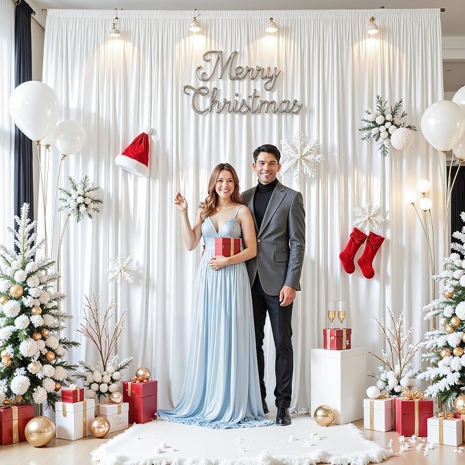 20x10ft White Glitter Backdrop Curtain - Image 8