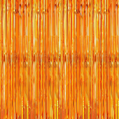5 Pack 3.3 x 9.9 ft Orange Fringe Backdrop Streamers Party Decorations | Foil by Crosize